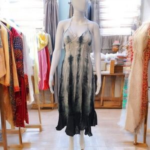 Elegant Tie-Dye Halter Dress